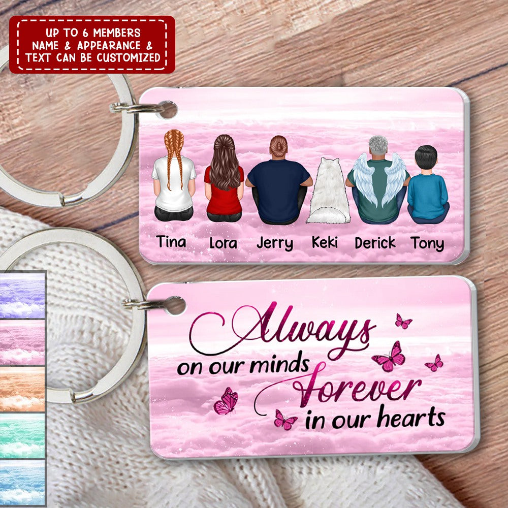 Always With You Sky Family Members Grandma Grandpa Dad Mom Kids Dogs Cats Memorial Personalized Acrylic Keychain