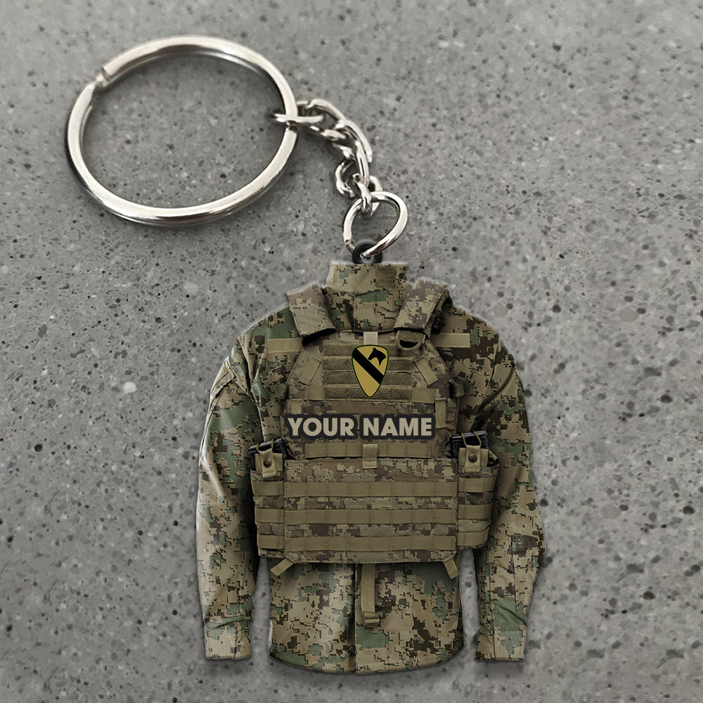 Army Veteran Custom Keychain Division and Name Personalized Gift